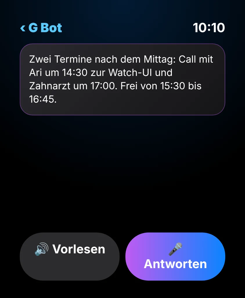 G Bot – Antwort