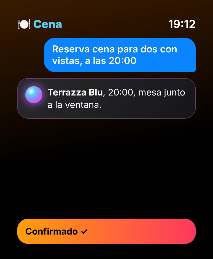 G Bot – Cena: Terrazza Blu, 20:00, mesa junto a la ventana. Confirmado ✓