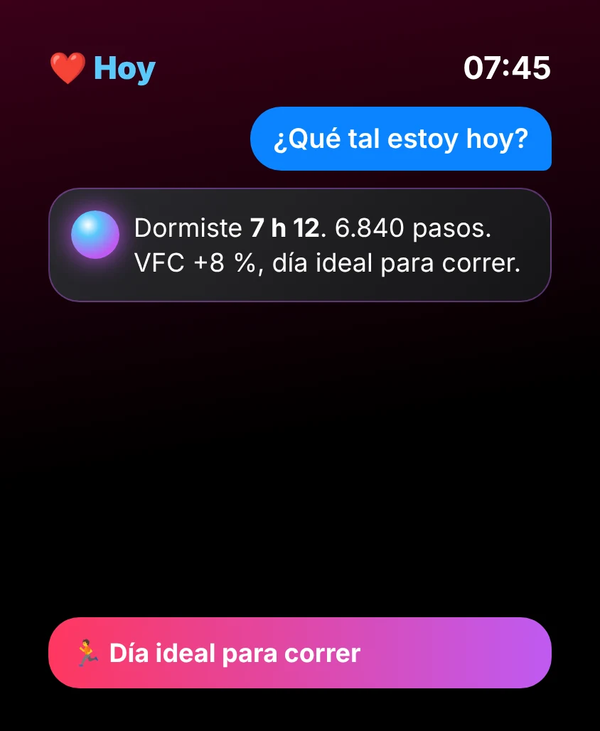 G Bot – Hoy: Dormiste 7 h 12. 6.840 pasos. VFC +8 %, día ideal para correr. 🏃 Día ideal para correr