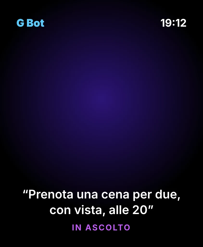 G Bot – In ascolto: Prenota una cena per due, con vista, alle 20