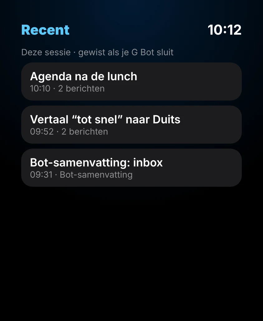 G Bot – Recente vragen